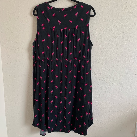 Torrid Black Flamingo Print Zip Front Sleeveless Dress with Pockets Size 2X - Picture 10 of 10